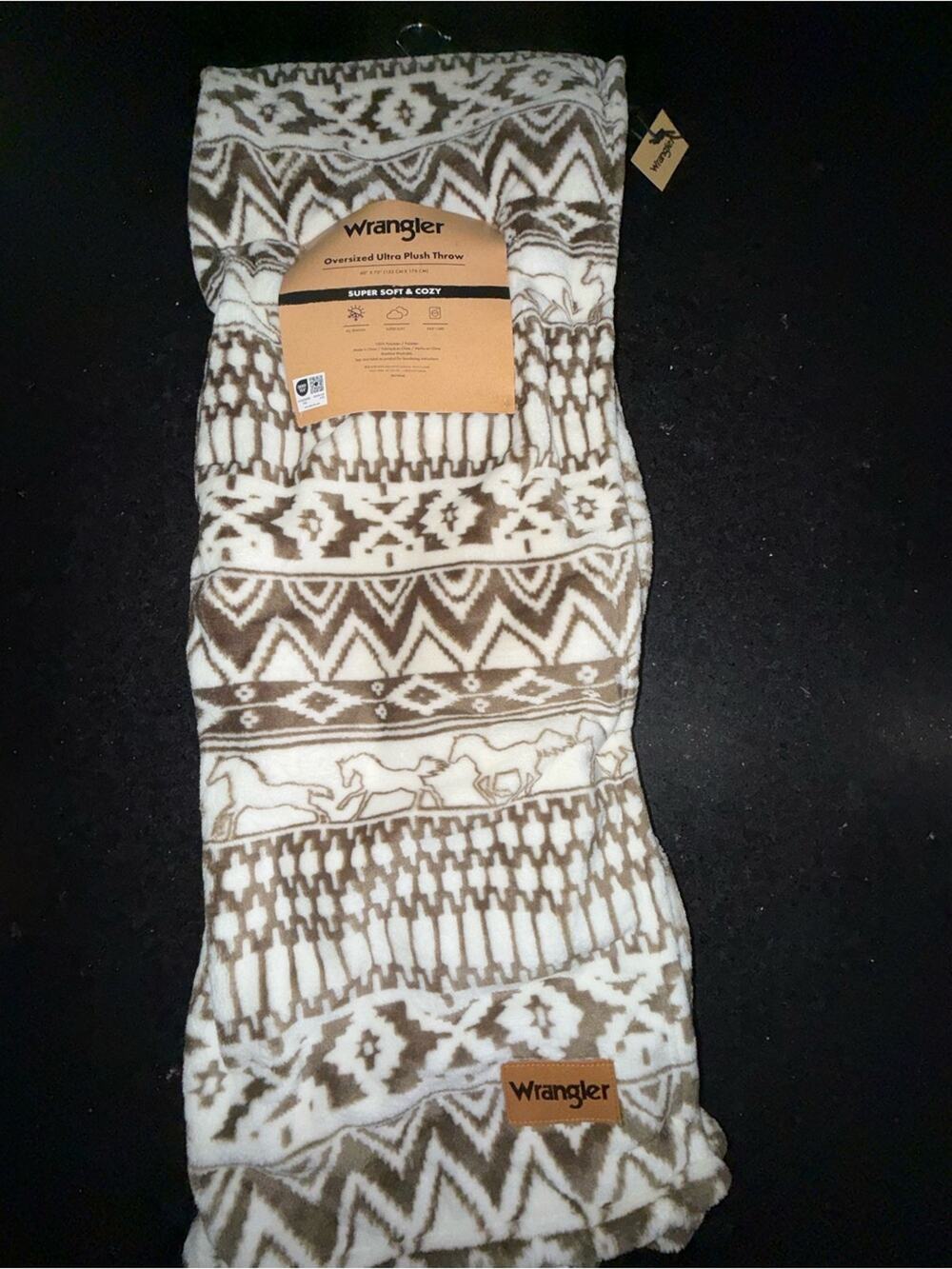 NEW Wrangler Brown & White 60x70” Oversized ULTRA Plush Throw Blanket WESTERN